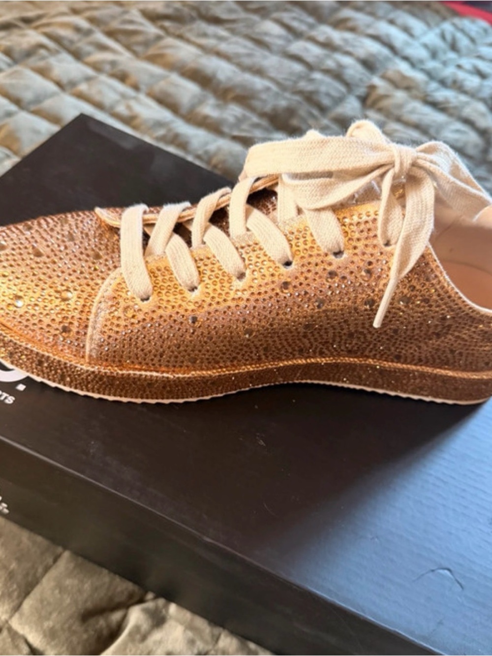 I.N.C International Lolaf Women's Gold Rhinestone Lace-Up Sneakers